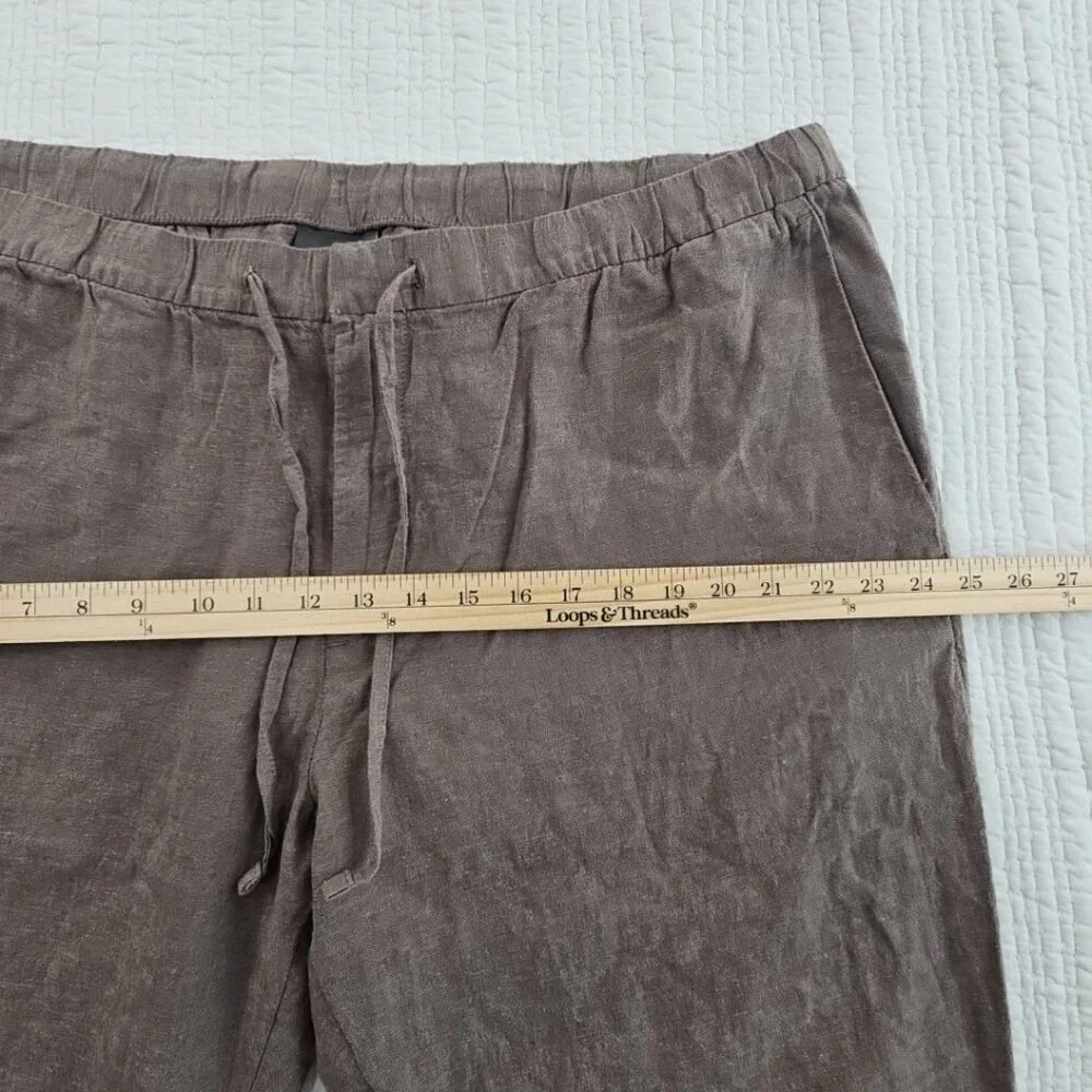 H&M Men's‎ Linen Blend Jogger Men's XXL Brown Drawstring Elastic EUC Lightweight
